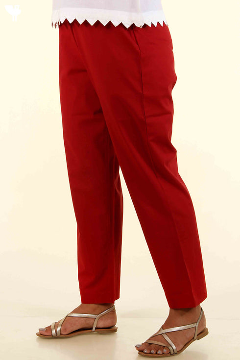 Cambric Cotton Pants in Sangria Red
